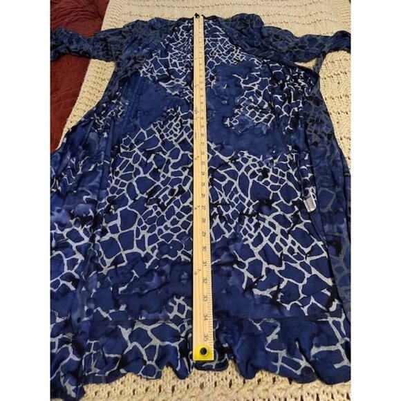 DUNIA Y2K Blue Animal Print Wrap Dress 3/4 Sleeve - Rayon & Lycra Blend - Women' - Picture 7 of 14